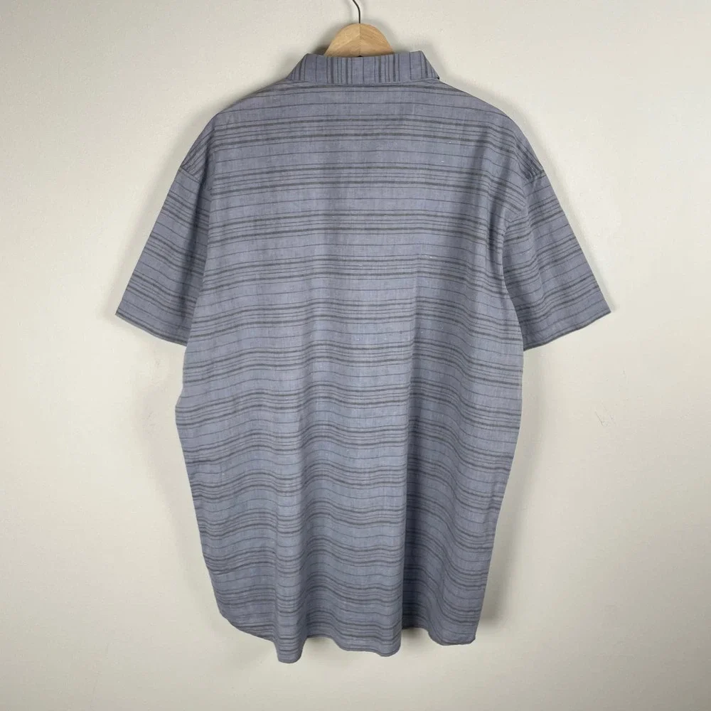 Travis Matthew Blue Stripe Thoreau Button Shirt Mens XXXL Heather Night Shadow - Picture 6 of 10